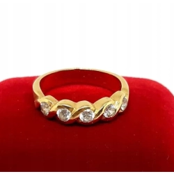 Złoty pierścionek obrączka z cyrkoniami Pr.585 W:4,73gr Roz.15