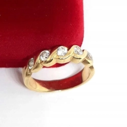 Złoty pierścionek obrączka z cyrkoniami Pr.585 W:4,73gr Roz.15