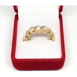 Złoty pierścionek obrączka z cyrkoniami Pr.585 W:4,73gr Roz.15