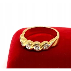 Złoty pierścionek obrączka z cyrkoniami Pr.585 W:4,73gr Roz.15