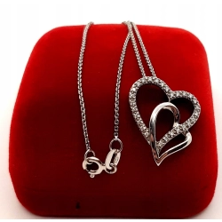 Złoty łańcuszek z zawieszką dwa serca PR.585 W:3,70gr Dł.46cm InterSKLEP