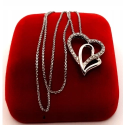 Złoty łańcuszek z zawieszką dwa serca PR.585 W:3,70gr Dł.46cm InterSKLEP