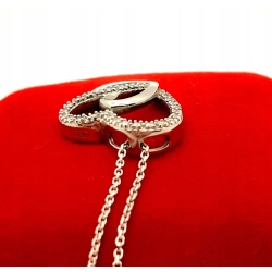 Złoty łańcuszek z zawieszką dwa serca PR.585 W:3,70gr Dł.46cm InterSKLEP