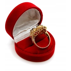 Złoty pierścionek z Szafirami Duże zdobienie Pr.585 W:9,46gr Roz.18