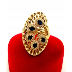 Złoty pierścionek z Szafirami Duże zdobienie Pr.585 W:9,46gr Roz.18