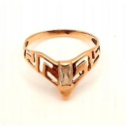 Złoty pierścionek Grecki wzór z cyrkonią PR.585 W:1,28gr R.11 InterSKLEP