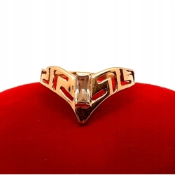 Złoty pierścionek Grecki wzór z cyrkonią PR.585 W:1,28gr R.11 InterSKLEP