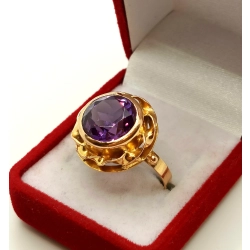 Złoty pierścionek z Ametystem Pr.750 W:6,95gr Roz.20 InterSKLEP