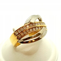 Złoty pierścionek z cyrkoniami Szeroki Pr.585 W:4,29gr R.15 InterSKLEP