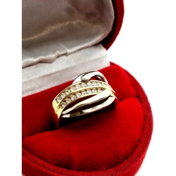 Złoty pierścionek z cyrkoniami Szeroki Pr.585 W:4,29gr R.15 InterSKLEP