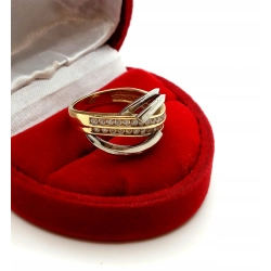 Złoty pierścionek z cyrkoniami Szeroki Pr.585 W:4,29gr R.15 InterSKLEP