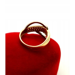 Złoty pierścionek z cyrkoniami Szeroki Pr.585 W:4,29gr R.15 InterSKLEP