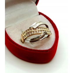 Złoty pierścionek z cyrkoniami Szeroki Pr.585 W:4,29gr R.15 InterSKLEP