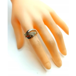 Złoty pierścionek z cyrkoniami Szeroki Pr.585 W:4,29gr R.15 InterSKLEP