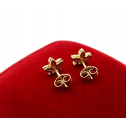 Złote kolczyki Liście konopii sztyft Pr.585 w: 1,43gr InterSKLEP