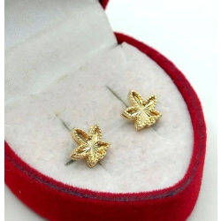 Złote kolczyki Liście konopii sztyft Pr.585 w: 1,43gr InterSKLEP