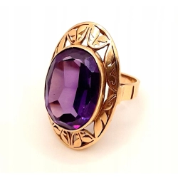 Złoty pierścionek z Ametystem PR.585 W:13,30gr R.17 InterSKLEP