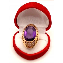 Złoty pierścionek z Ametystem PR.585 W:13,30gr R.17 InterSKLEP