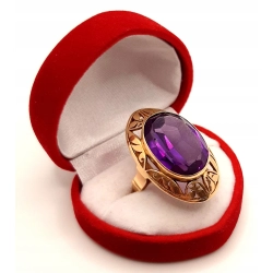 Złoty pierścionek z Ametystem PR.585 W:13,30gr R.17 InterSKLEP