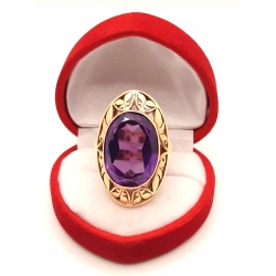 Złoty pierścionek z Ametystem PR.585 W:13,30gr R.17 InterSKLEP