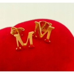 Złote kolczyki Litera M sztyft NOWE PR.585 W:1,12gr InterSKLEP