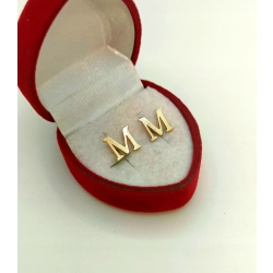Złote kolczyki Litera M sztyft NOWE PR.585 W:1,12gr InterSKLEP