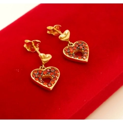 Złote kolczyki wiszące serca, sztyft Pr.585 W:2,30gr NOWE InterSKLEP