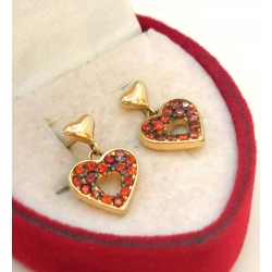 Złote kolczyki wiszące serca, sztyft Pr.585 W:2,30gr NOWE InterSKLEP