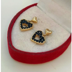 Złote kolczyki wiszące serca, sztyft Pr.585 W:2,26gr NOWE InterSKLEP