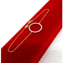 Złota bransoletka kółko z cyrkoniami PR.585 W:2,07gr Dł.18,5cm InterSKLEP