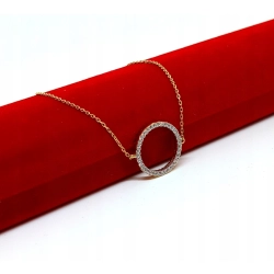Złota bransoletka kółko z cyrkoniami PR.585 W:2,07gr Dł.18,5cm InterSKLEP