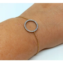 Złota bransoletka kółko z cyrkoniami PR.585 W:2,07gr Dł.18,5cm InterSKLEP