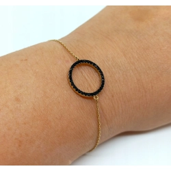 Złota bransoletka kółko z cyrkoniami PR.585 W:2,07gr Dł.18,5cm InterSKLEP