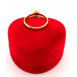 Złoty pierścionek z Szafirem i Diamentami PR.585 W:2,53gr R.14 InterSKLEP