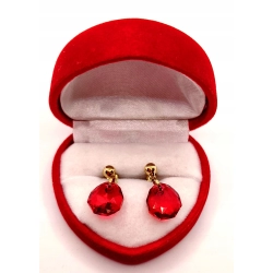 Złote kolczyki wiszące z czerwonymi kamieniami PR.333 W:1,92gr InterSKLEP