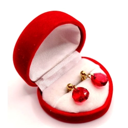 Złote kolczyki wiszące z czerwonymi kamieniami PR.333 W:1,92gr InterSKLEP