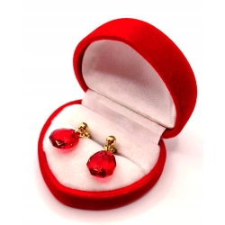 Złote kolczyki wiszące z czerwonymi kamieniami PR.333 W:1,92gr InterSKLEP