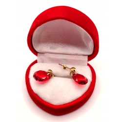 Złote kolczyki wiszące z czerwonymi kamieniami PR.333 W:1,92gr InterSKLEP