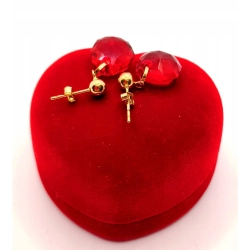 Złote kolczyki wiszące z czerwonymi kamieniami PR.333 W:1,92gr InterSKLEP