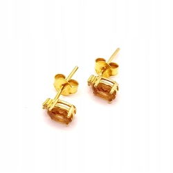 Złote kolczyki z Oliwinem sztyft PR.585 W:1,11gr InterSKLEP