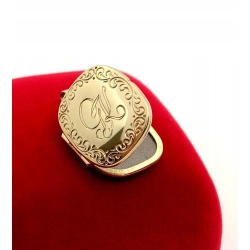 Złota zawieszka sekretnik otwierany z monogramem Pr.585 W:3,33gr