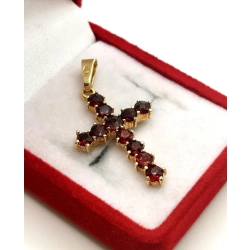 Złota zawieszka Krzyżyk z Granatami Pr.585 W:1,93gr