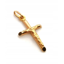 Złota zawieszka Krzyżyk z Jezusem Pr.585 W:1,30gr