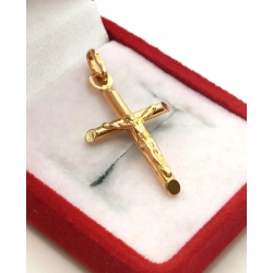Złota zawieszka Krzyżyk z Jezusem Pr.585 W:1,30gr