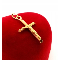 Złota zawieszka Krzyżyk z Jezusem Pr.585 W:1,30gr