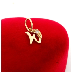 Złota zawieszka Litera W z cyrkonią Pr.585 W:0,62gr