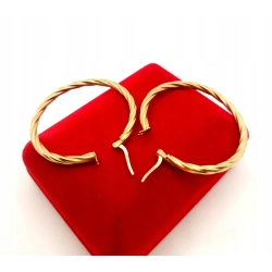 Złote kolczyki koła kółka Pr.585 W:4,39gr Śred. 3,7cm