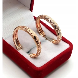 Złote kolczyki koła kółka zdobione Pr.585 W:2,73gr Śred:2,2cm