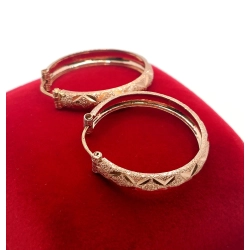 Złote kolczyki koła kółka zdobione Pr.585 W:2,73gr Śred:2,2cm