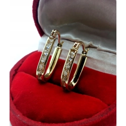 Złote kolczyki z cyrkoniami Pr.585 W:1,49gr Dł: 2cm